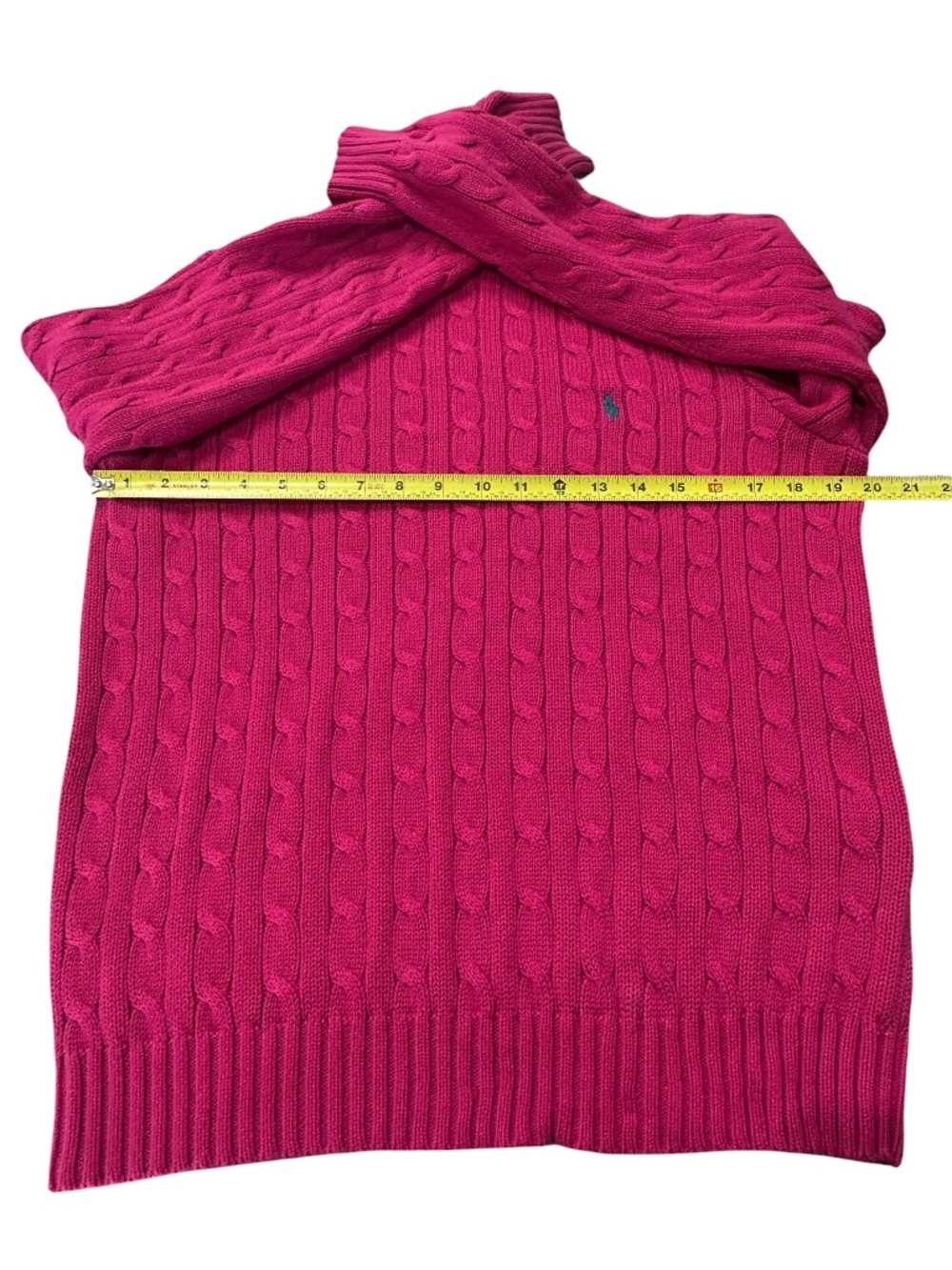 Ralph Lauren Sport Vintage Cable Knit Pink Turtleneck Women's XL - Picture 13 of 16